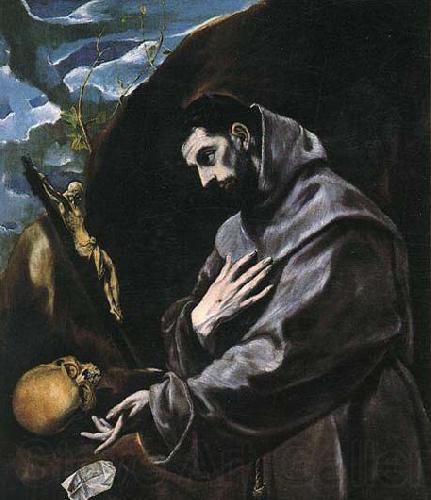 GRECO, El St Francis Praying Spain oil painting art